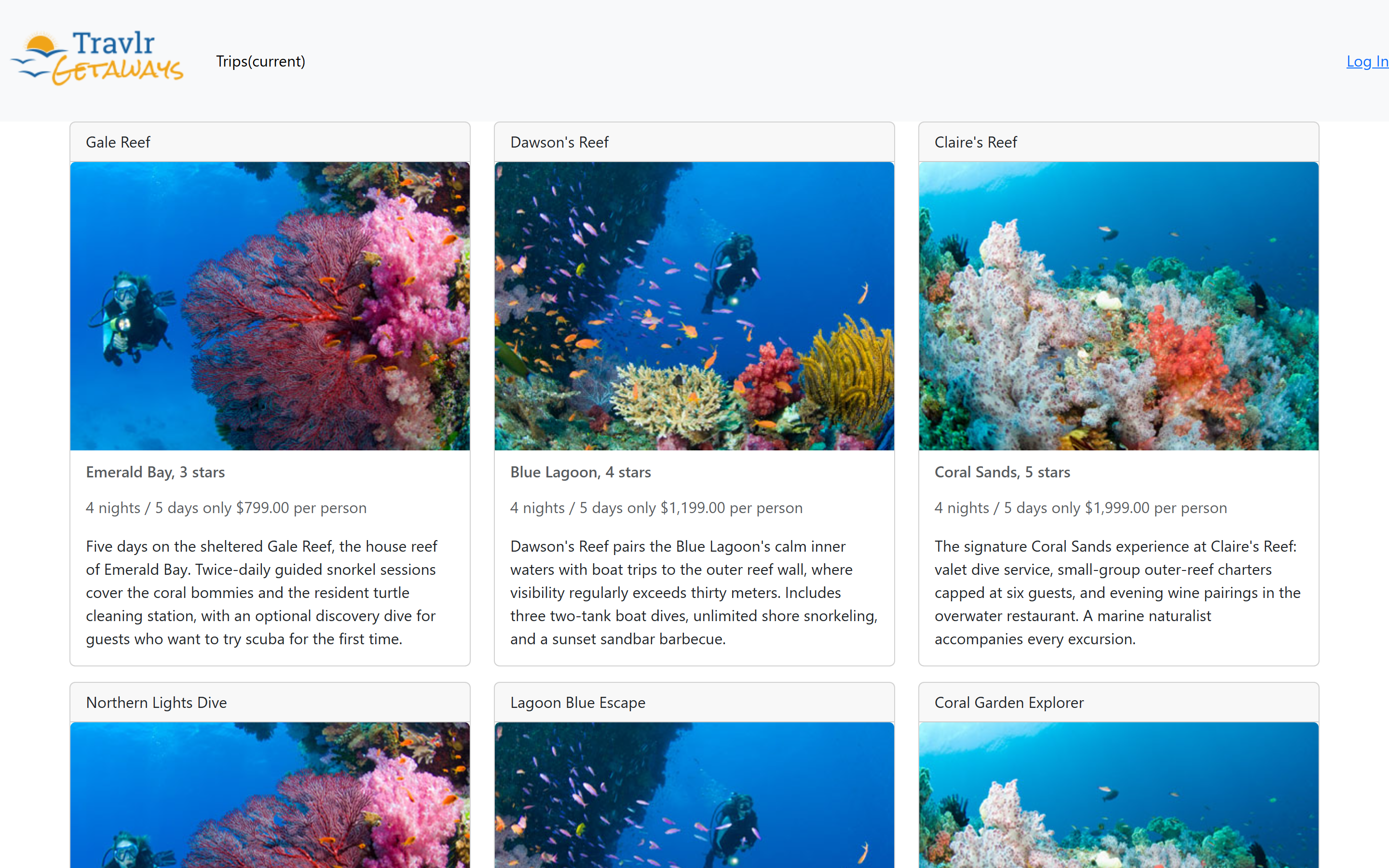 Before: the original Angular admin trip listing page.